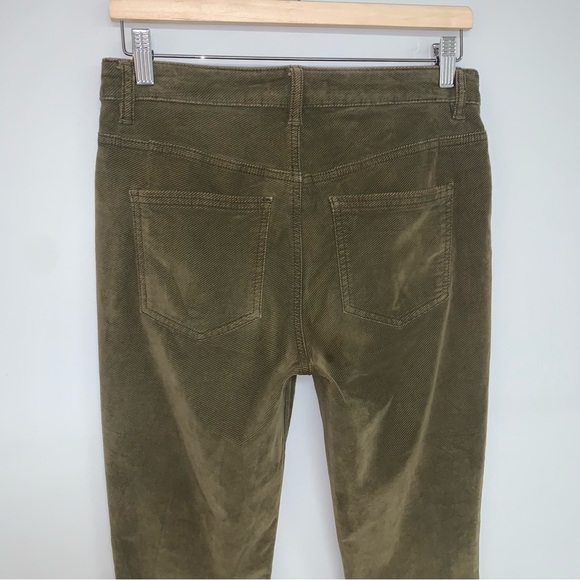 Free People Corduroy Pants Women's Size 27 Olive Green Brown High‎  Rise Stretch - Picture 5 of 10